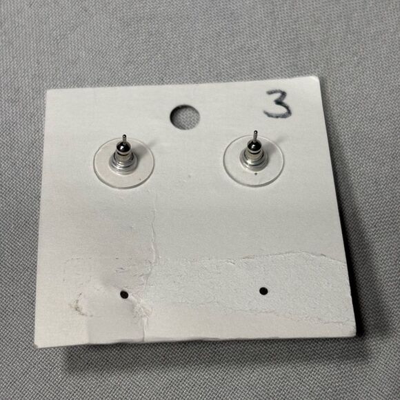 New! Hint of Green Button Gemstone Stud Earrings - Picture 3 of 4